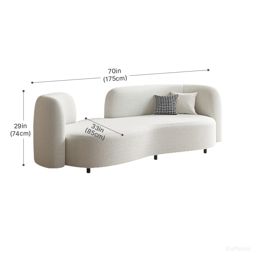 180cm Curved Sofa with Textured Upholstery