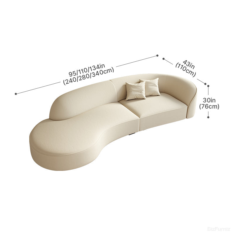 Curved Sofa with Kidney-Shaped Profile