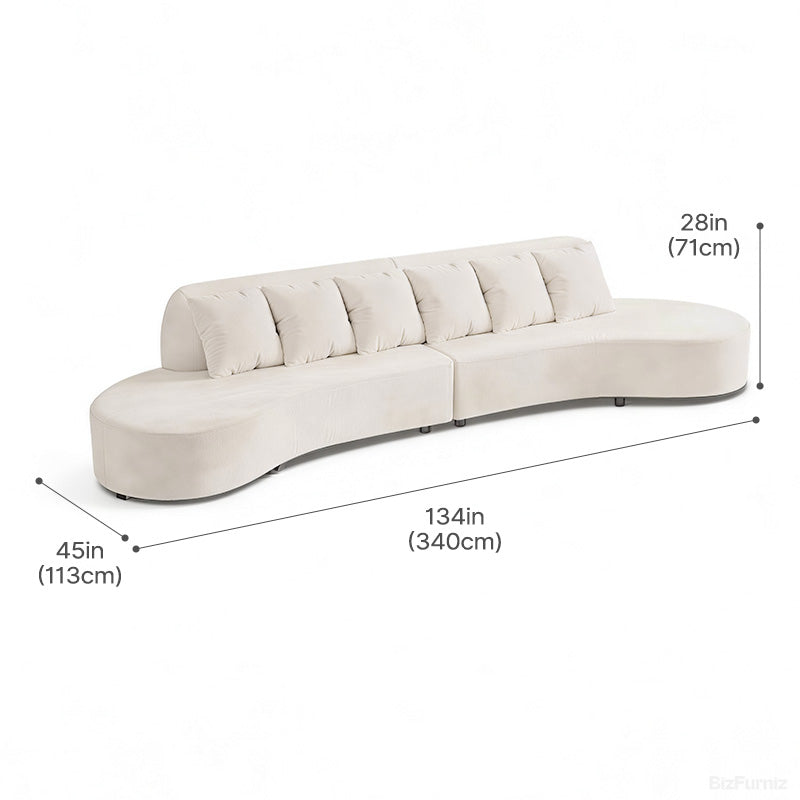 340cm Upholstered Crescent Sofa with Solid Wood Frame for 5-6 People (Made to Order)