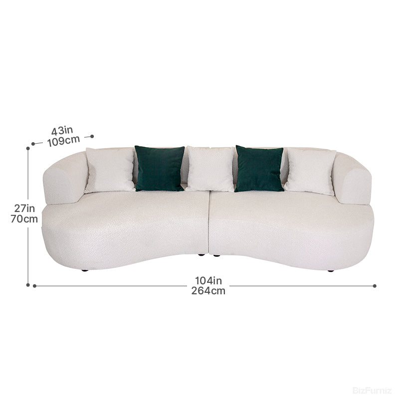 264cm Curve Sofa with Soft Cushion & Solid Wood Frame (4-5 People) (Made to Order)