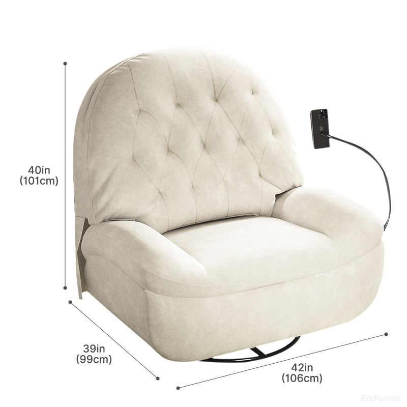 Luxury Cream Suede Recliner Chair with Phone Holder, Footrest, and USB Port (Made to Order)