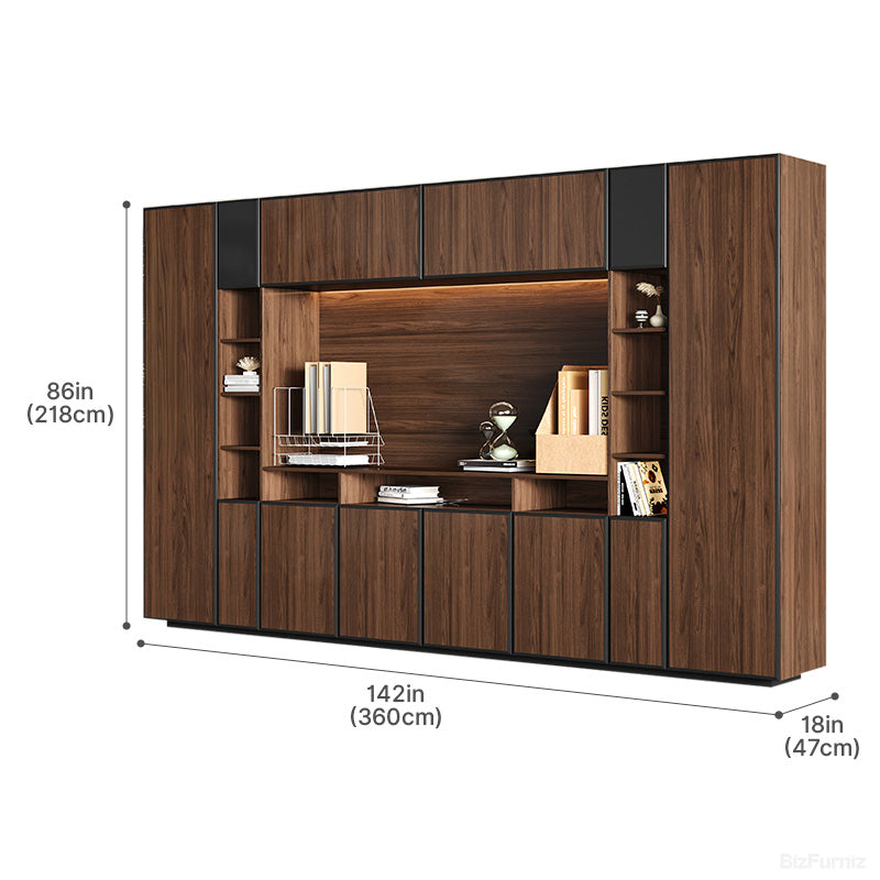360cm Modern Filing Cabinet with LED Light for Executive and Manager Offices