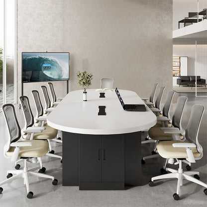 Oval Conference Table with Integrated Cable Management for 10-16 People product view 14
