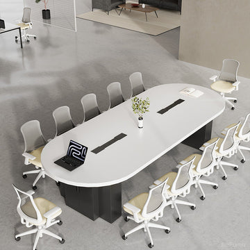 Oval Conference Table with Integrated Cable Management for 10-16 People for modern office workspace