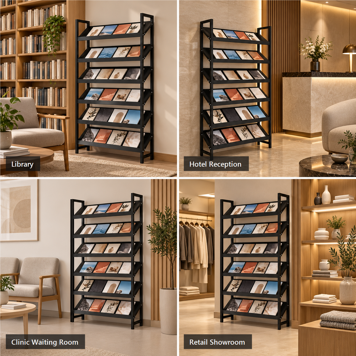 A Practical Display for Libraries, Hotels, Clinics and Retail