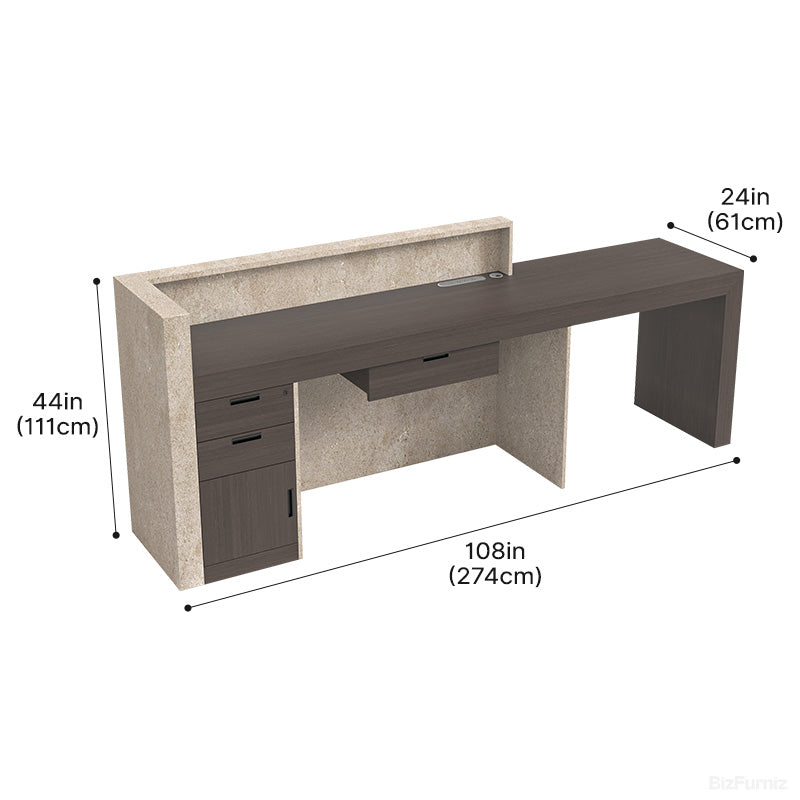 274cm Reception Desk with Storage & Power Hub