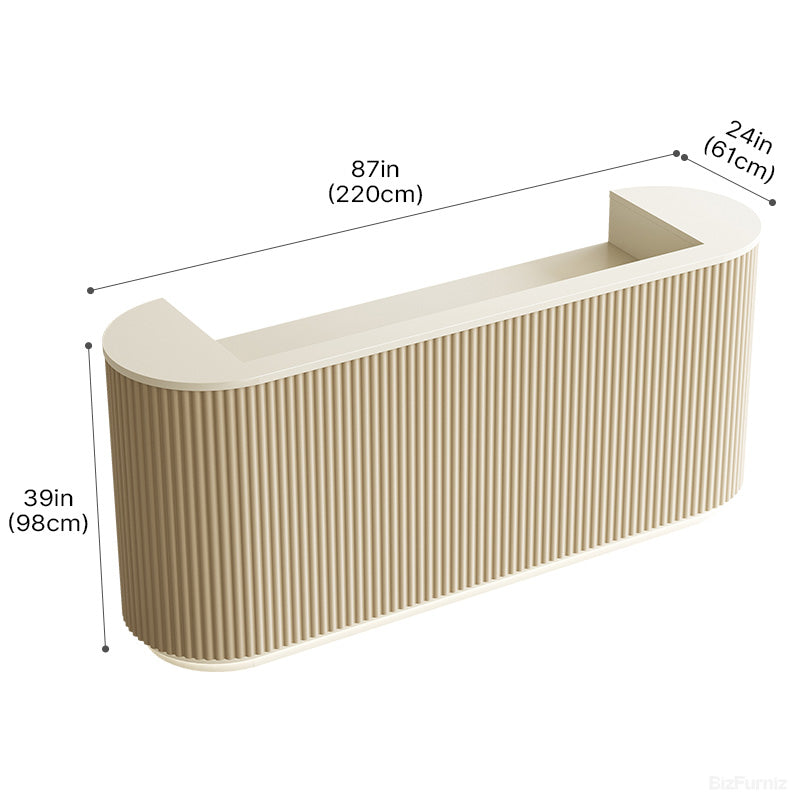 220cm Reception Desk with LED Lights & Lockable Drawer