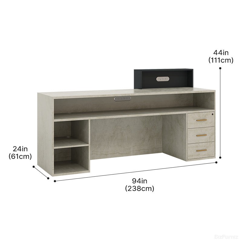 Reception Desk with LED Lights & Storage Compartments