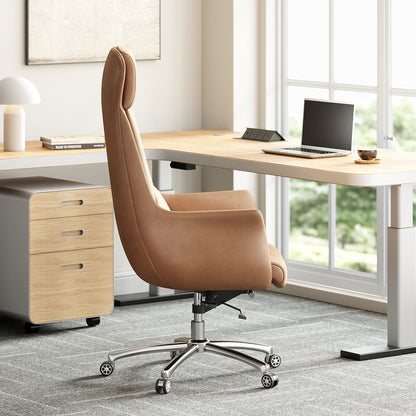 Ergonomic Leather Office Chair with Adjustable Height, Recline and Lumbar Support product view 4