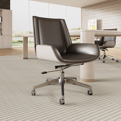 Modern Executive Ergonomic Office Chair with Contrast Stitching and Aluminum Alloy Base for modern office workspace