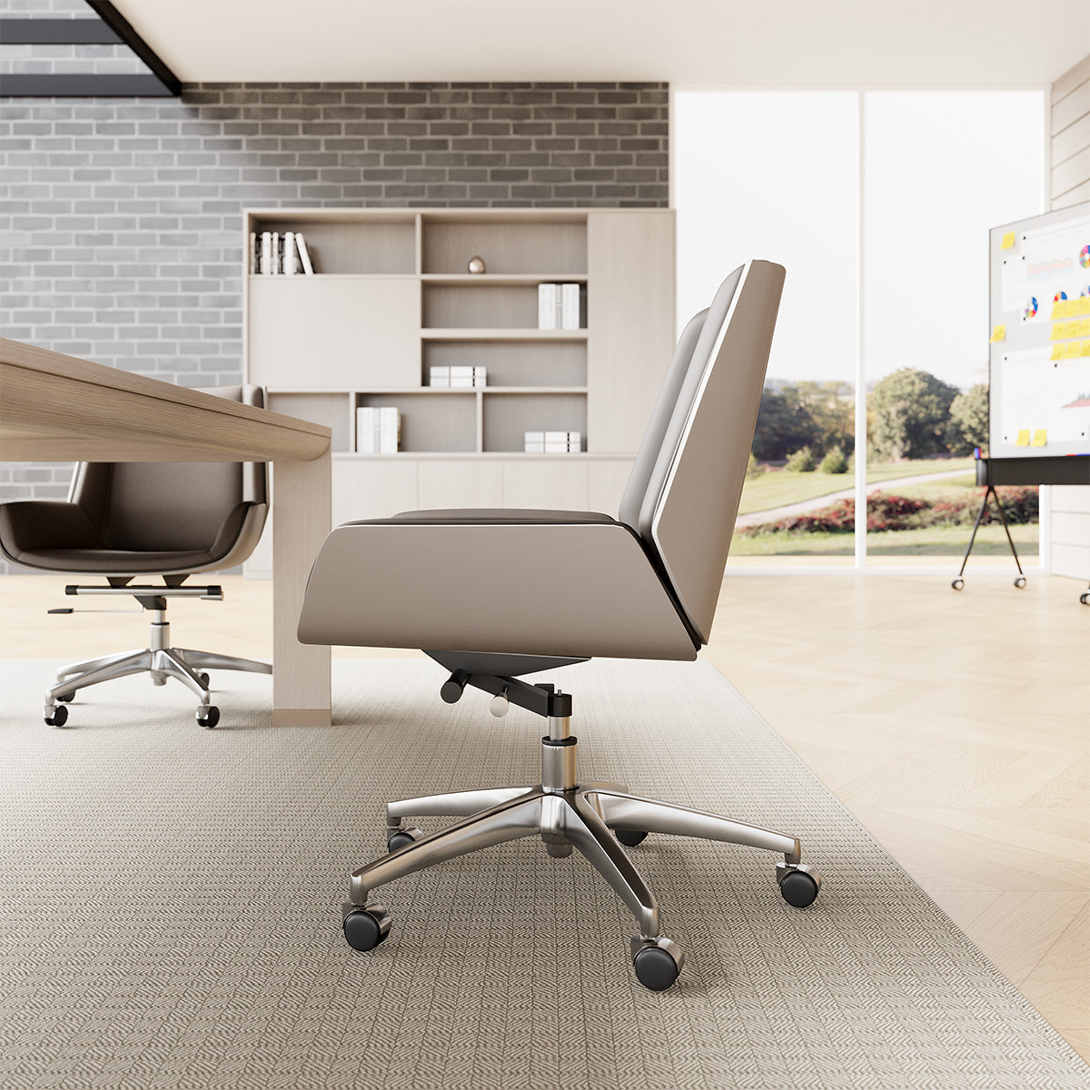 Modern Executive Ergonomic Office Chair with Contrast Stitching and Aluminum Alloy Base product view 4