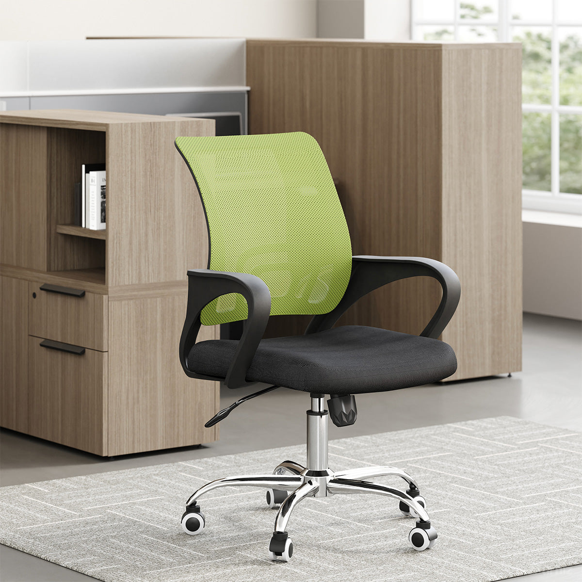 Modern Ergonomic Mesh Office Chair: Breathable Mid-Back Task Chair with Chrome Base for modern office workspace