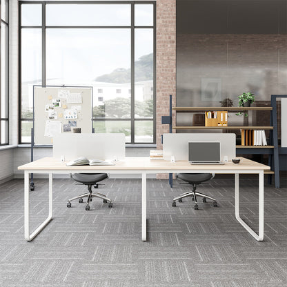 Minimalist Collaborative Office Desk, 4-Person Workstation with Integrated Privacy Screens product view 3