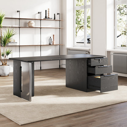 160cm Sintered Stone Office Desk with Reversible Pedestal and Lockable Drawer product view 4