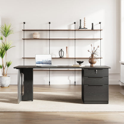 160cm Sintered Stone Office Desk with Reversible Pedestal and Lockable Drawer product view 2