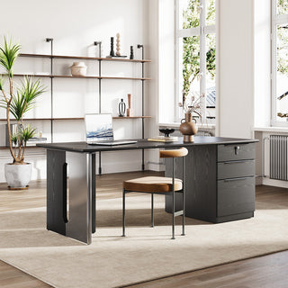 160cm Sintered Stone Office Desk with Reversible Pedestal and Lockable Drawer for modern office workspace