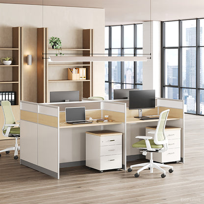 240cm 4-Person Office Workstation, Multi-Functional Power Hub and Storage Cabinet for modern office workspace