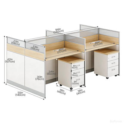240cm 4-Person Office Workstation, Multi-Functional Power Hub and Storage Cabinet product view 5