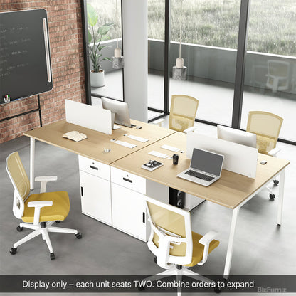 140cm 4-person Workstation, Office Desk with Storage and Cable Management for Open Offices for modern office workspace