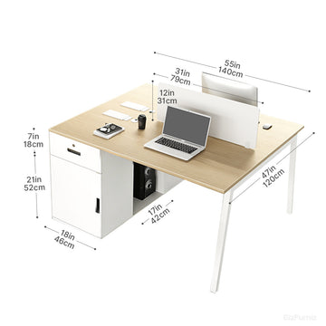 140cm 4-person Workstation, Office Desk with Storage and Cable Management for Open Offices product view 4