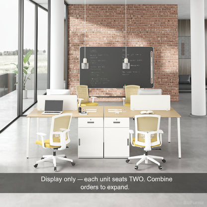 140cm 4-person Workstation, Office Desk with Storage and Cable Management for Open Offices product view 2
