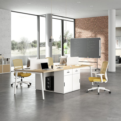 140cm 4-person Workstation, Office Desk with Storage and Cable Management for Open Offices product view 3