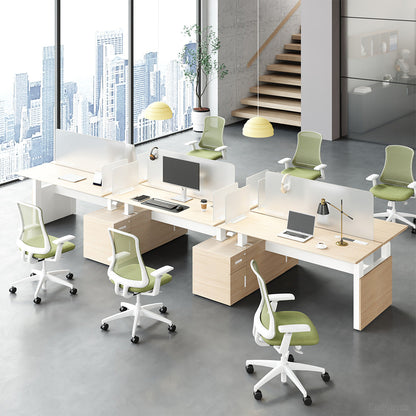 6-Person Office Workstation with Adjustable Height, Cable Management and Cabinet product view 3