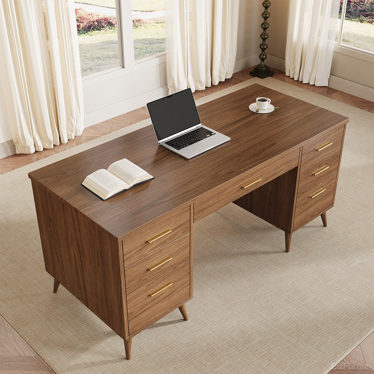 165cm Modern Office Desk with Multiple Drawers for Home Office and Study product view 4