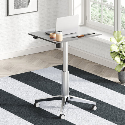 Modern Mobile Standing Desk in White Finish