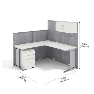 Modular L-Shaped Office Desk with Integrated Storage and Felt Acoustic Panels product view 2