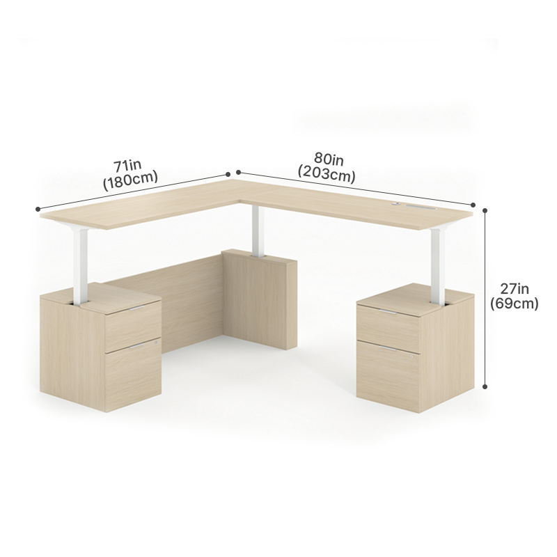 Executive L-Shaped Standing Office Desk with Dual Integrated Mobile File Cabinets, Expansive Sit-Stand Corner product view 7