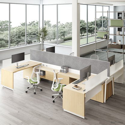 4-PersonOffice Workstation Desk with Adjustable Height, Storage & Cable Management (335.2cm x 408.5cm)