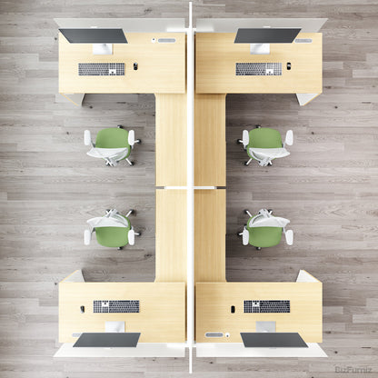 4-PersonOffice Workstation Desk with Adjustable Height, Storage & Cable Management (335.2cm x 408.5cm)