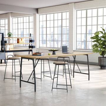 Comfortable Bar Height Stool with Backrest and Footrest for High Desks for modern office workspace