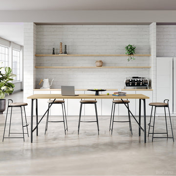 Modern Bar Height Office Desk with Solid Wood Frame & Wide Surface for Office Lounges