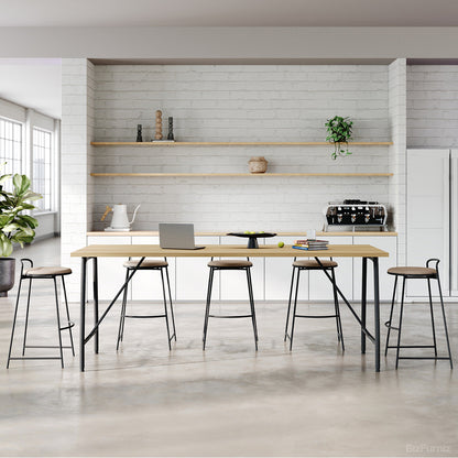 Modern Bar Height Office Desk with Solid Wood Frame & Wide Surface for Office Lounges