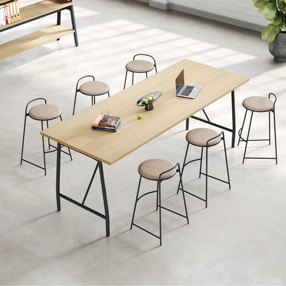 Modern Bar Height Office Desk with Solid Wood Frame & Wide Surface for Office Lounges