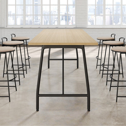 Modern Bar Height Office Desk with Solid Wood Frame & Wide Surface for Office Lounges