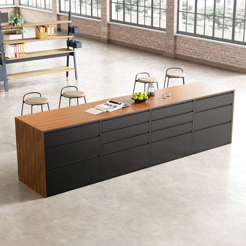 360cm(L) Modern Multi-functional Storage Cabinet with Front and Rear Access Design for Versatile for modern office workspace
