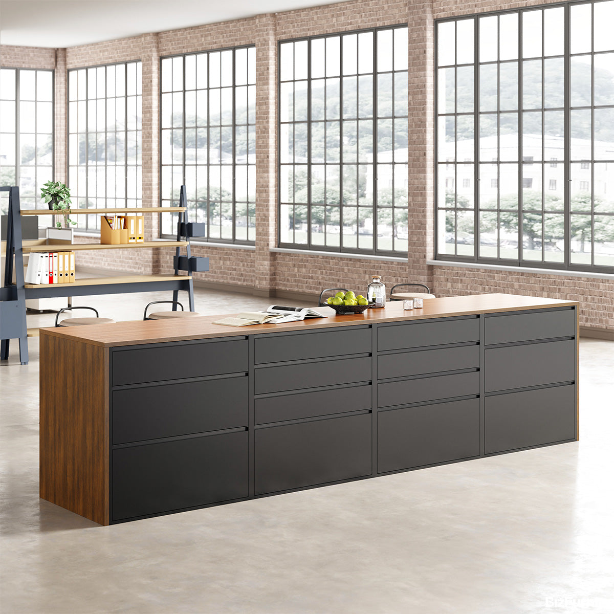 360cm(L) Modern Multi-functional Storage Cabinet with Front and Rear Access Design for Versatile Spaces product view 4