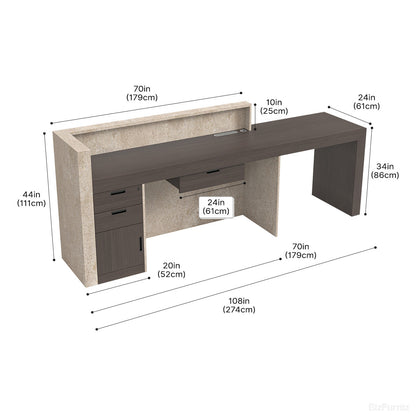 274.3cm Reception Desk with Counter, Drawers, File Hangers & Built-in Power Hub product photo 2