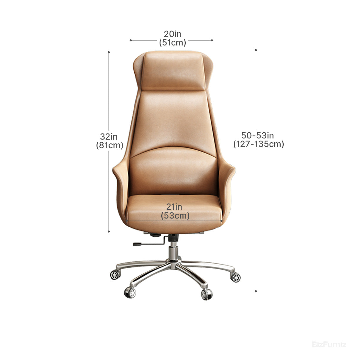 Ergonomic Leather Office Chair with Adjustable Height, Recline and Lumbar Support product view 8