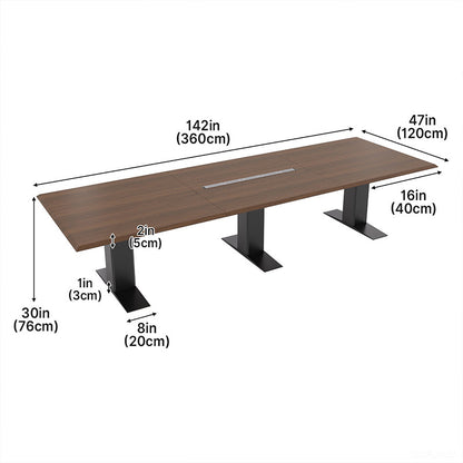 360cm Rectangular Conference Table for 10-14 People with Built-in Cable Box for Meetings and Collaboration product view 8
