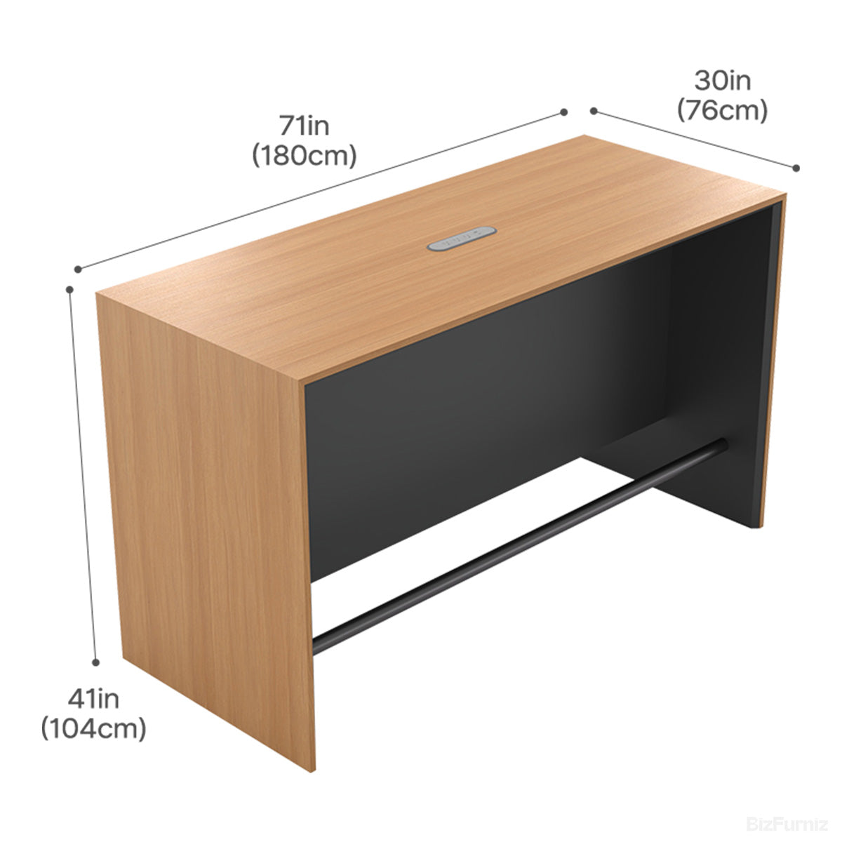 180cm(L) Contemporary Reception Desk with Durable Wood, Oval Power Hub and Professional Lobby Presence product view 3