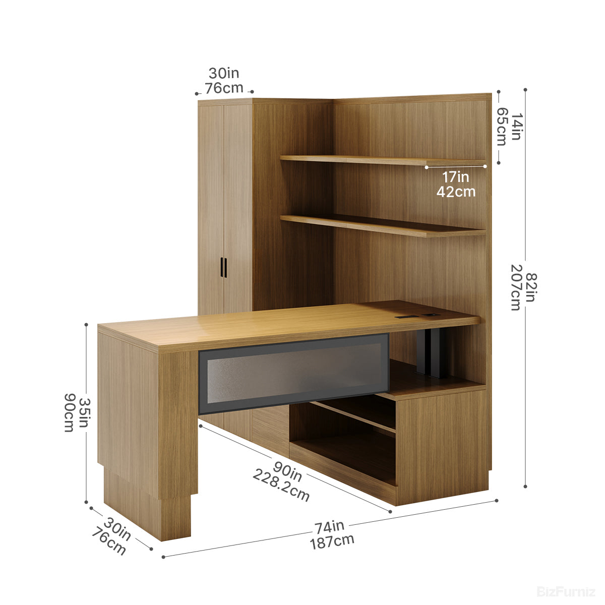 L-Shaped Executive Workstation – Integrated Wardrobe, Multi-Tier Shelving and Modular Storage product view 4