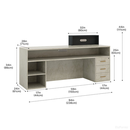 238.8cm Modern Reception Desk with LED Strips, Dual Power Hub & File Hanger product photo 2