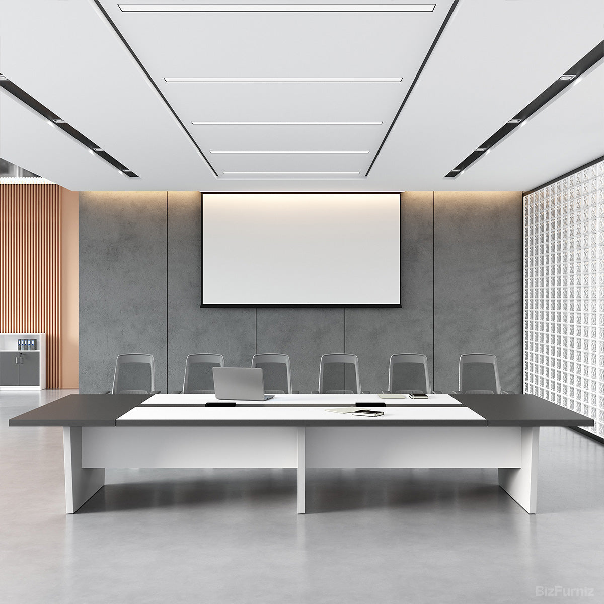 Modern Conference Table with Integrated Cable Box – Seats 6–12 product view 10