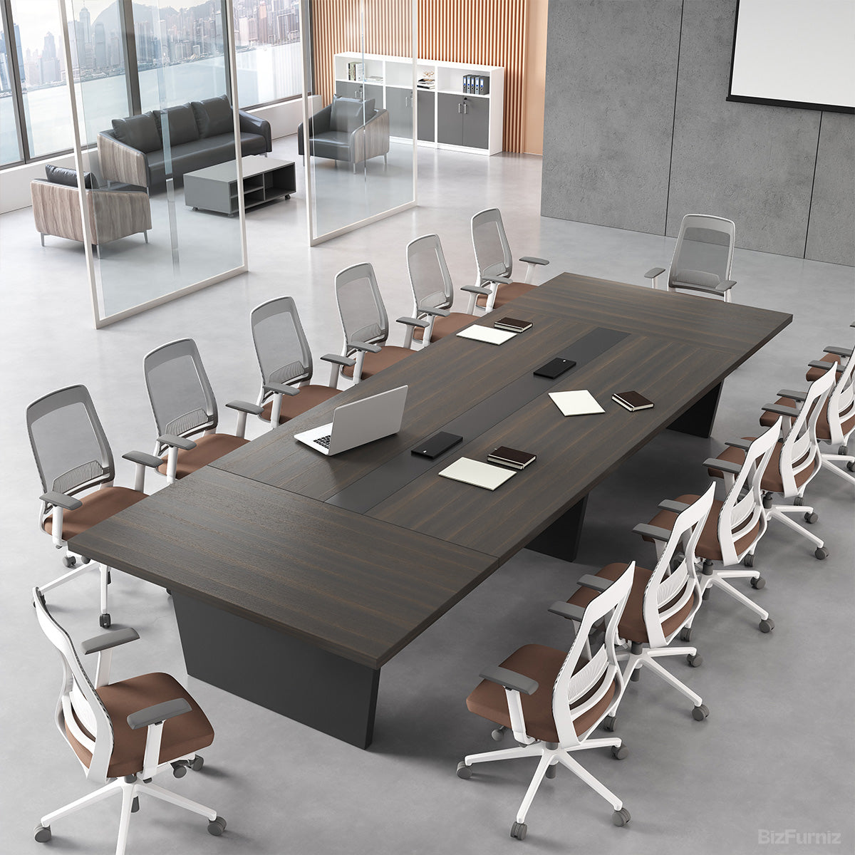 Modern Conference Table with Integrated Cable Box – Seats 6–12 product view 12