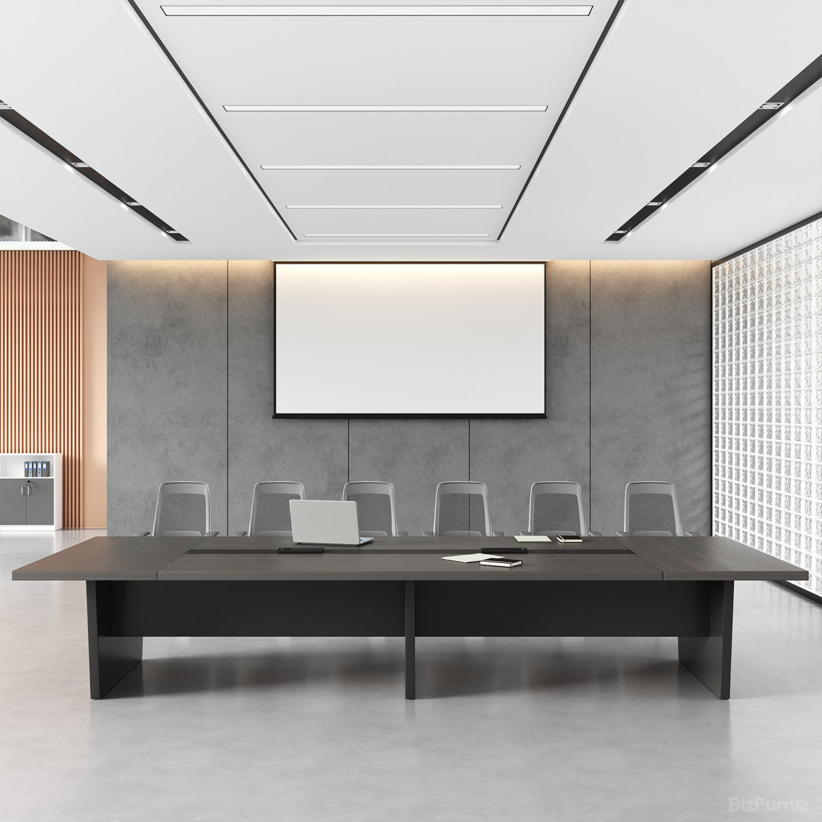 Modern Conference Table with Integrated Cable Box – Seats 6–12 product view 13
