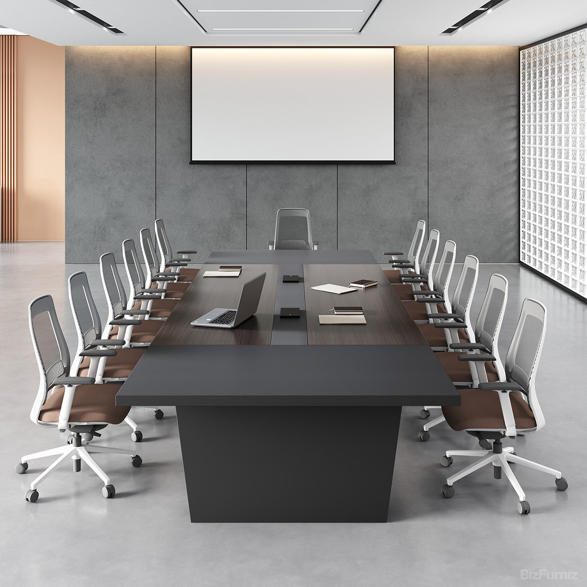 Modern Conference Table with Integrated Cable Box – Seats 6–12 product view 17